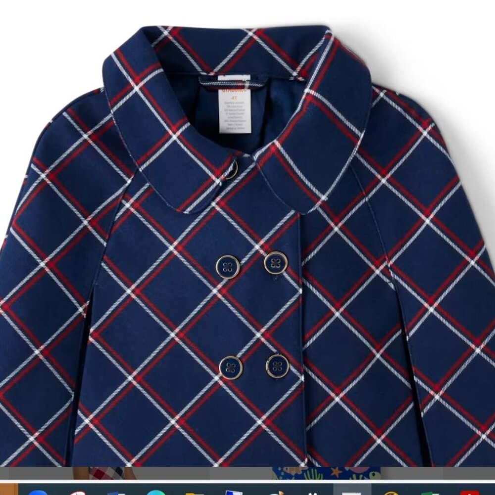 NWT Gymboree Girls Plaid Ponte Cape - Parisian Chic - tidal